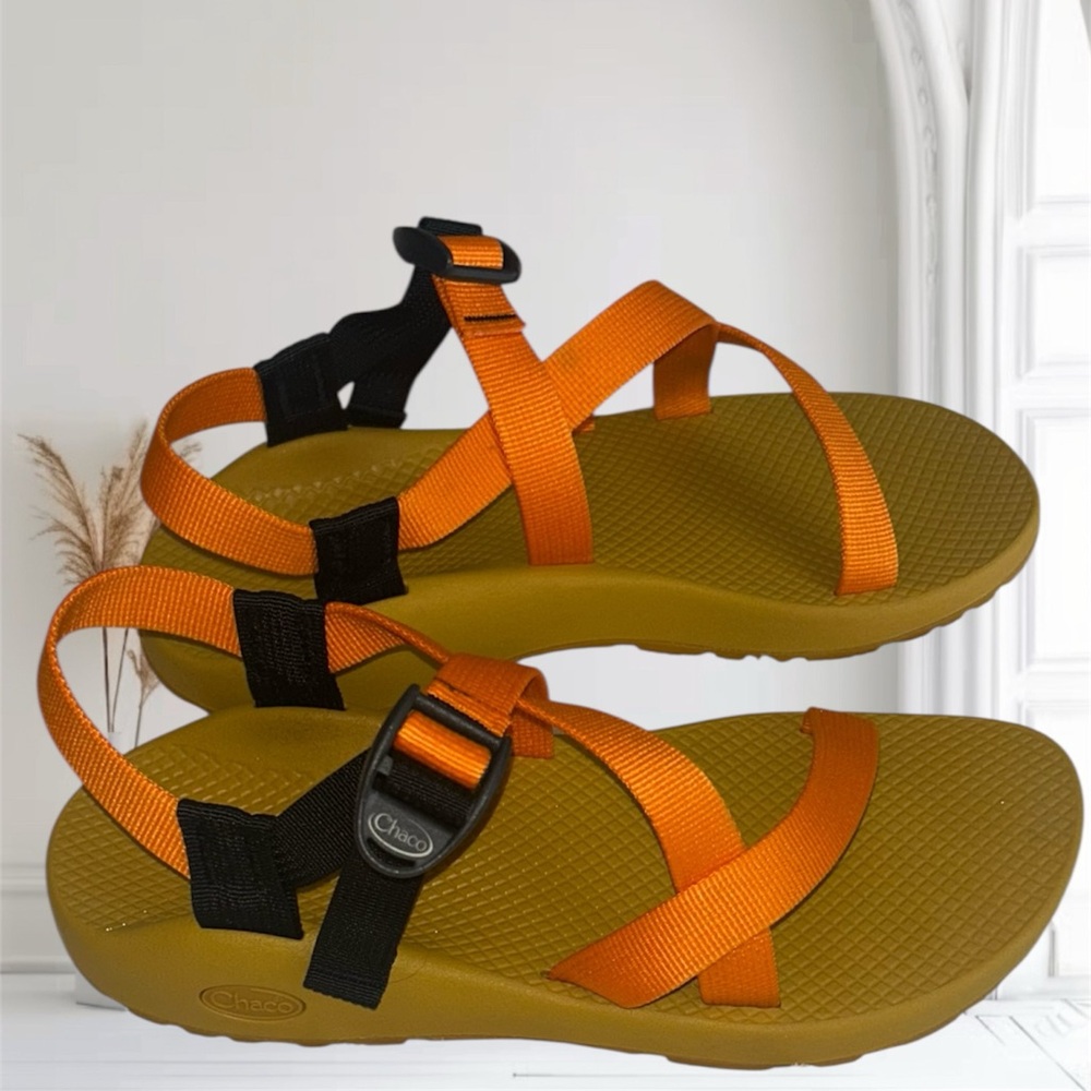Chaco Sandals with Orange Straps and Black Accents